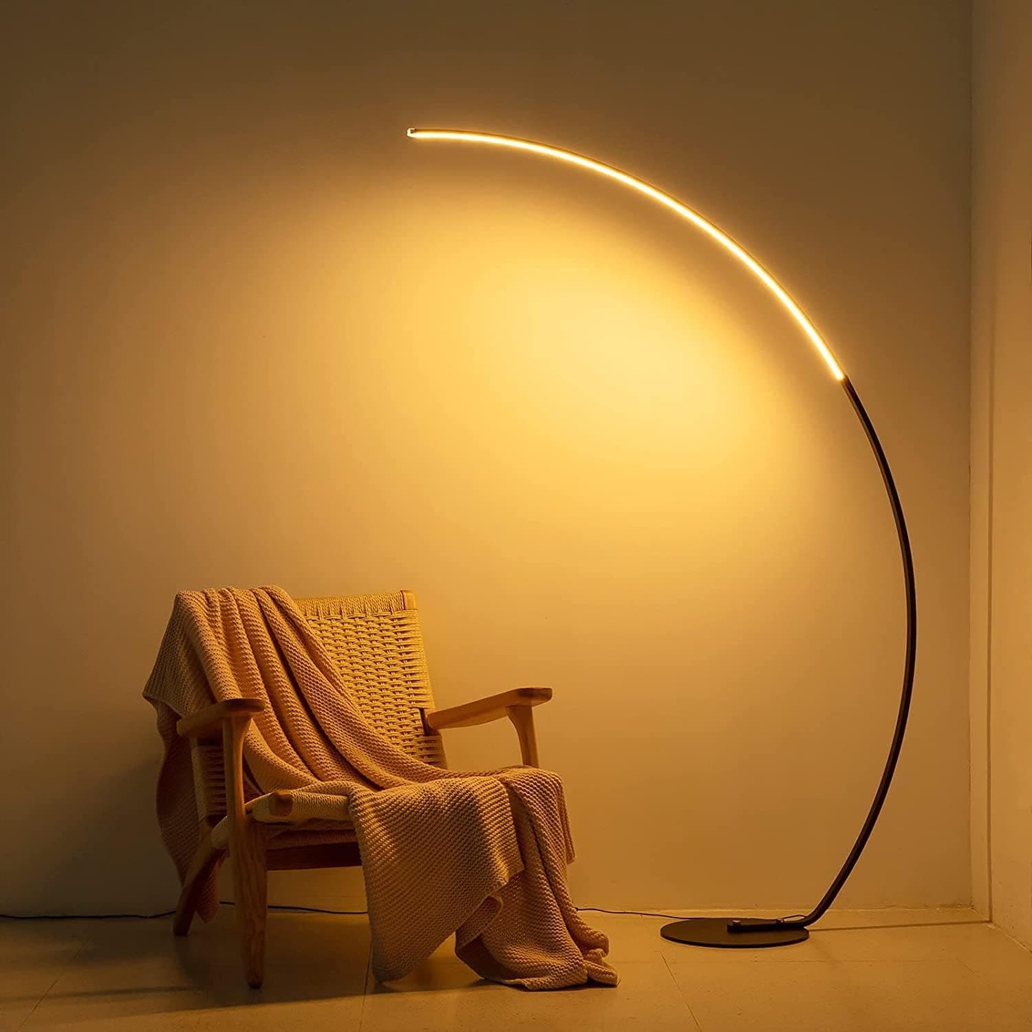 Arc Floor Lamp for Living Room, 67" Floor Lamp with, Tall Black LED Modern Floor Lamp, Bright, Curved Cool Unique Floor Lamps for Bedroom Office Home