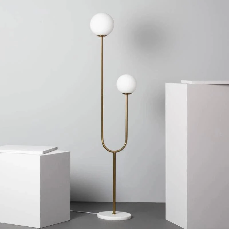 Moonlight Brass Colour Metal and Glass Floor Lamp