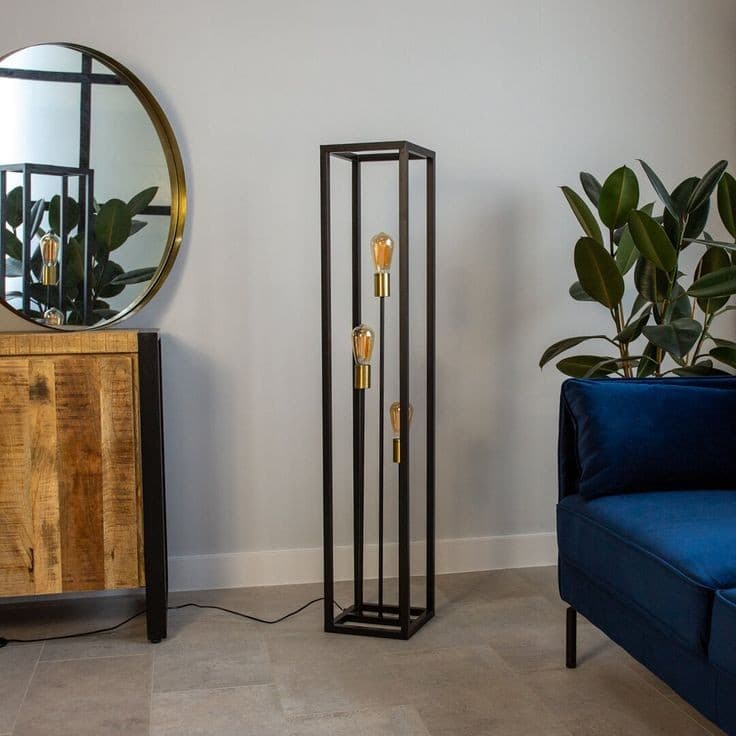 3-Flame Industrial Look Floor Lamp (With Bulbs)