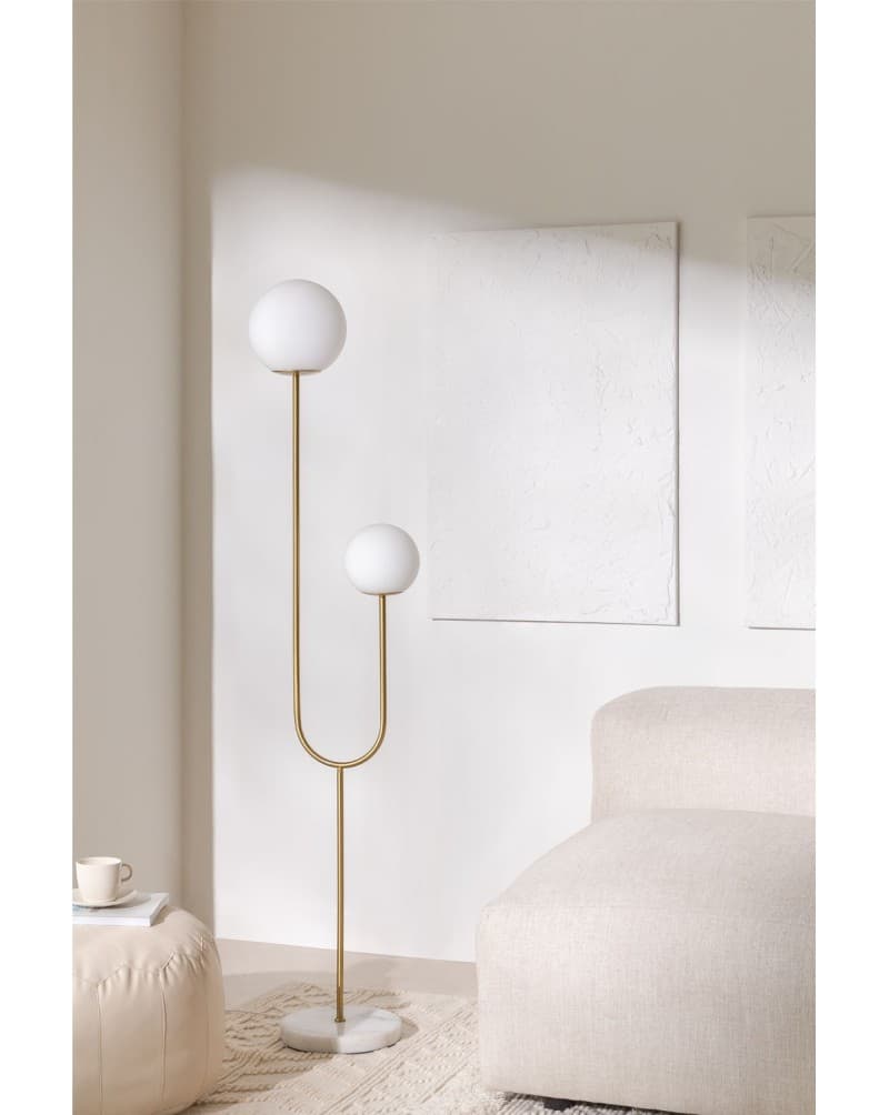 Moonlight Brass Colour Metal and Glass Floor Lamp