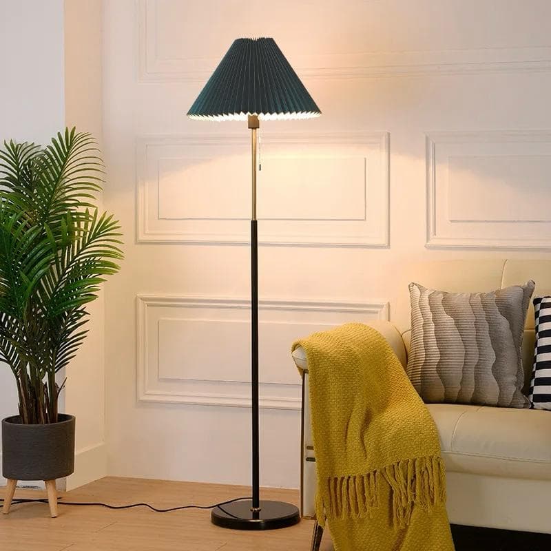 Nordic fabric Pleated floor lamp with marble base