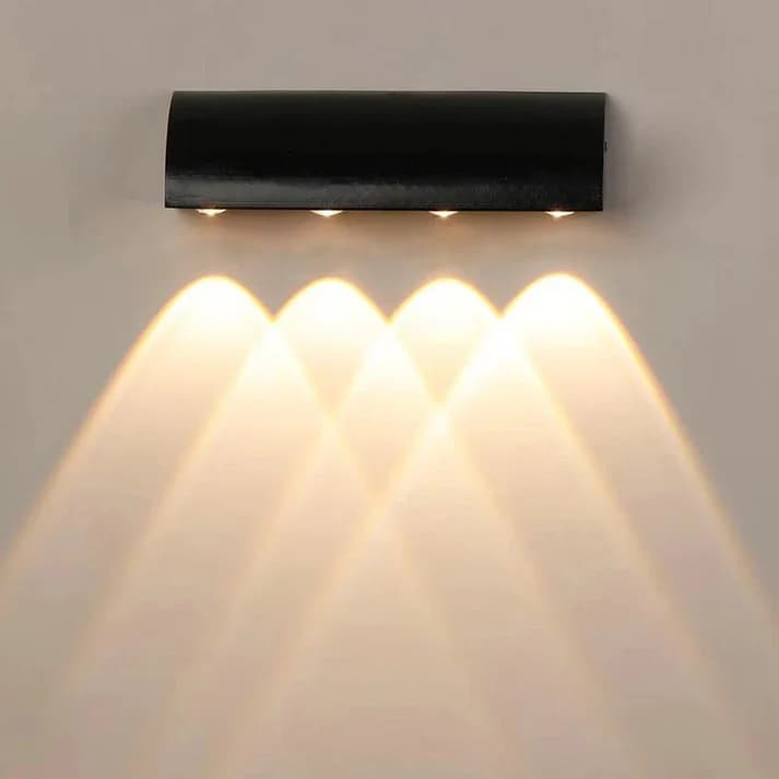 Black One Sided Outdoor Waterproof Wall Lamp