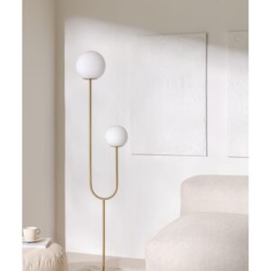 Home moonlight brass colour metal and glass floor lamp